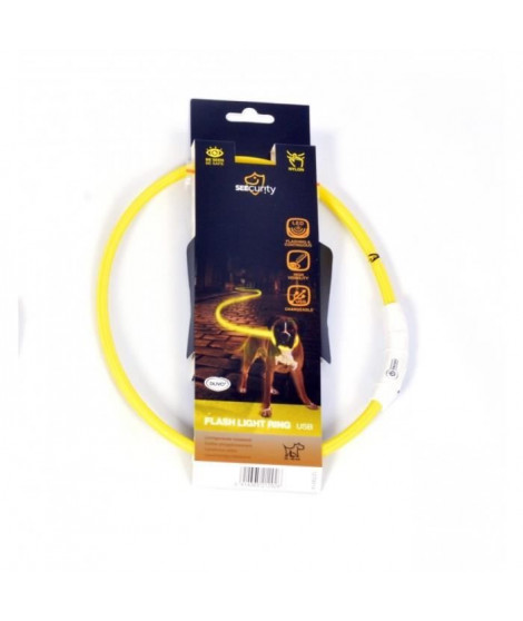 DUVO Anneau Lumineux Seecurity Flash Light Ring USB Nylon - 35 cm - Jaune - Pour chien