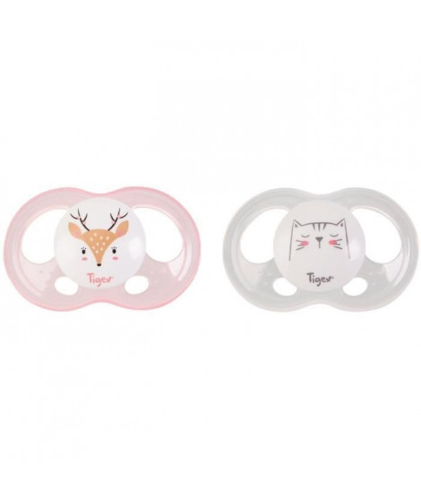 TIGEX 2 Sucettes Soft Touch  Silicone Taille 0-6 m  Biche chat Fille