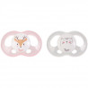 TIGEX 2 Sucettes Soft Touch  Silicone Taille 0-6 m  Biche chat Fille