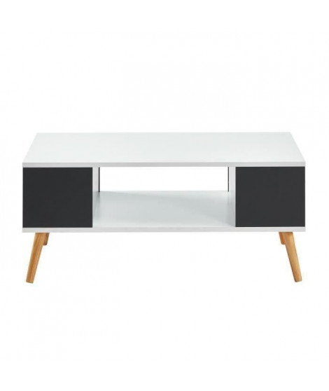 BABETTE Table basse blanche et grise foncée - L 90 x P 45 x H 38,7 cm