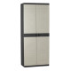 TITANIUM PLASTIKEN Armoire haute 2 portes avec étageres - 70 x 44 x 176 cm - Beige et Noir - Gamme TITANIUM - Intérieur et Ex…