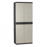 TITANIUM PLASTIKEN Armoire haute 2 portes avec étageres - 70 x 44 x 176 cm - Beige et Noir - Gamme TITANIUM - Intérieur et Ex…