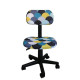 LEMPA Chaise de bureau - Réglable en hauteur - Tissu multicolore bleu - L 46 x P 40 x H 71-83 cm