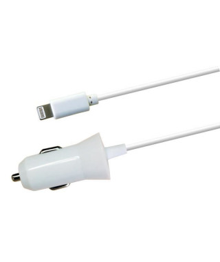 M500 Chargeur allume cigare IPHONE 5 / 6 / 7 / 8 / X avec câble renforcé non séparé 1,2 m + prise allume USB 2,4 A