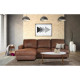 PAUL Canapé d'angle gauche 4 places - Tissu Marron vintage - Contemporain - L 215 x P 140 cm