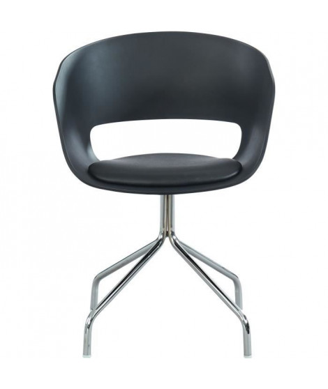 LORIS Chaise de bureau - Simili noir - Style contemporain - L 58 x P 56 cm