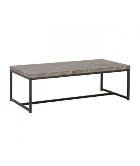 IMPAKT Table basse style contemporain décor béton et pieds métal laqué noir - L 115 x l 55 cm