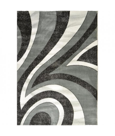 BAHIA Tapis de salon 160x230 cm gris, noir et blanc