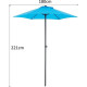 Parasol droit 1 m 8 - Acier toile 160 g/m - 6 baleines acier - Bleu