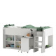 HAMPTON Lit combiné enfant  - Mdf - Blanc/Gris - 90x200 cm