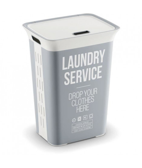 KIS Coffre a linge Laudry Service Chic Style - 60 l - Gris et blanc