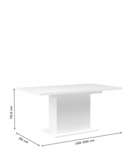 FINLANDEK Table a manger extensible KOVA de 4 a 6 personnes style contemporain blanc mat - L 160-200 x l 77 cm