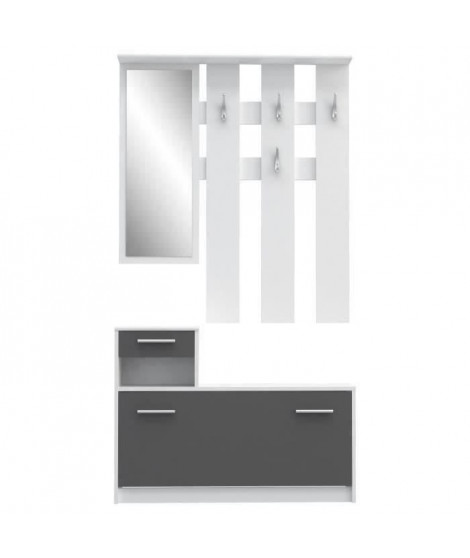 FINLANDEK Vestiaire d'entrée PEILI contemporain blanc et gris mat - L 97,5 cm
