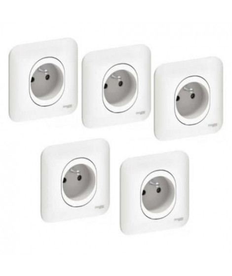 SCHNEIDER ELECTRIC Lot de 5 prises de courant 2P+T Ovalis