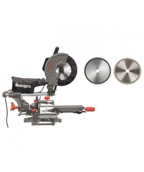 MANUPRO Scie a onglet radiale 2 lames multi matériau 255 mm 2000W