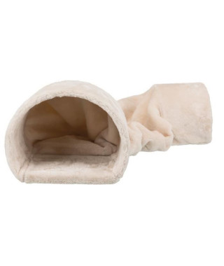 Tunnel douillet peluche - 27 × 21 × 80 cm - Beige - Pour lapins et petits rongeurs