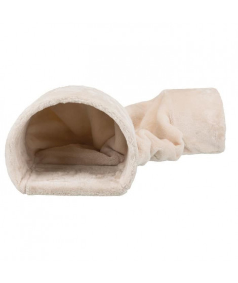 Tunnel douillet peluche - 27 × 21 × 80 cm - Beige - Pour lapins et petits rongeurs