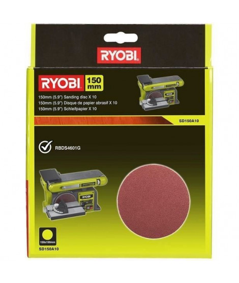 RYOBI 10 disques abrasif 150mm auto-agrippants