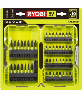 RYOBI RAK48SDI - Coffret antichocs 48 accessoires de vissage