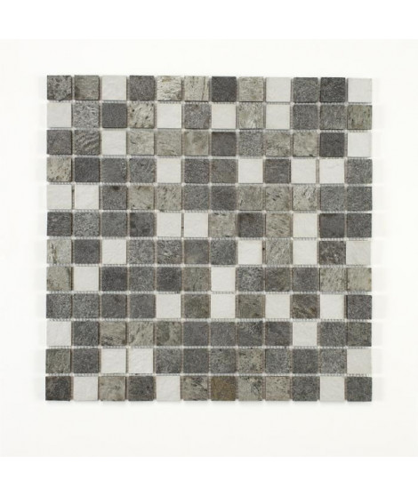 U-TILE Mosaique mixte resine & pierre 30 x 30 cm - carreau 2,5 x 2,5 cm - mixte pierre resine blanc
