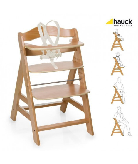 HAUCK Chaise Haute en Bois pour bébé Évolutive Alpha + / natural