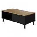 OXFORD Table Basse décor noir et chene - Style industriel - L 100 x P 55 x H 40 cm