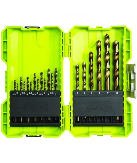 RYOBI Coffret empilable 19 forets HSS métal 2 a 10 mm