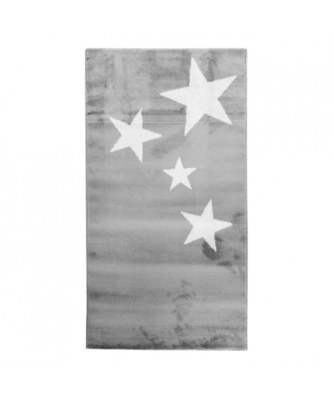 STARS Tapis enfant - 80 x 150 cm - Polypropylene - Gris clair