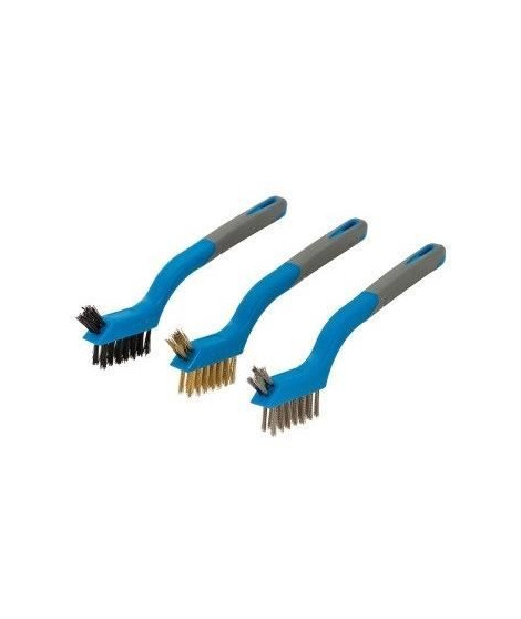 SILVERLINE Jeu de 3 mini-brosses métalliques assorties