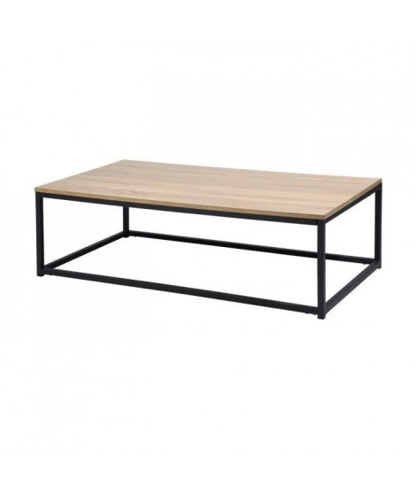 FACTO Table basse rectangle chene - Décor chene et noir - L 110 x P 60 x H 34 cm