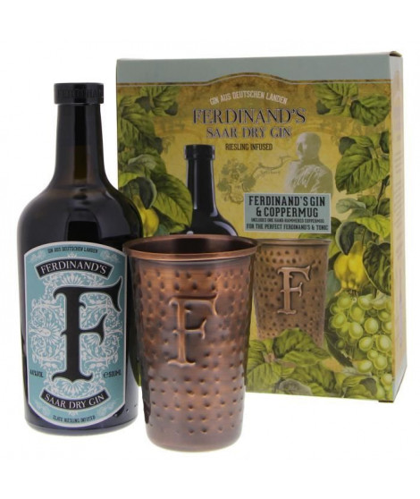 Ferdinand's Saar - Dry Gin - 44% - 50 cl - Coffret avec 1 mug en cuivre