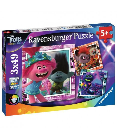 RAVENSBURGER - Puzzles 3x49 pieces Tournée mondiale / Trolls 2