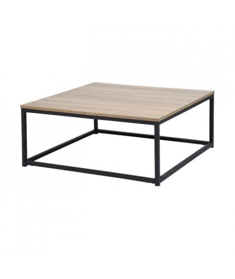 FACTO Table basse carré chene - Décor chene et noir - L 80 x P 80 x H 34 cm
