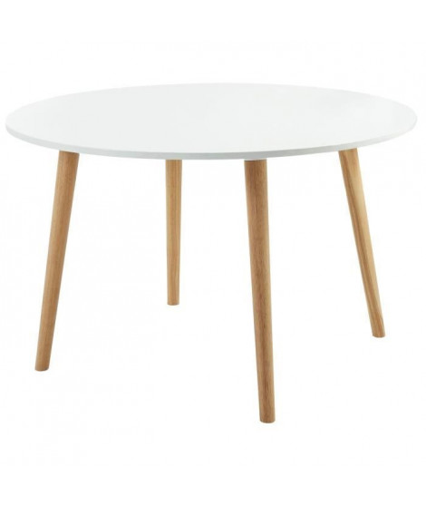 ORATELLO Table a manger de 4 a 6 personnes scandinave laquée blanc mat - L 120 x l 120 cm