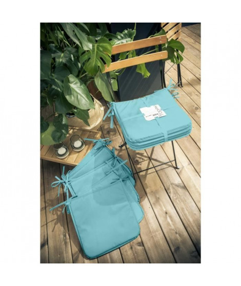 TODAY Lot de 6 Galettes de chaise 38x38x2cm - 100% Polyester - Bleu ciel