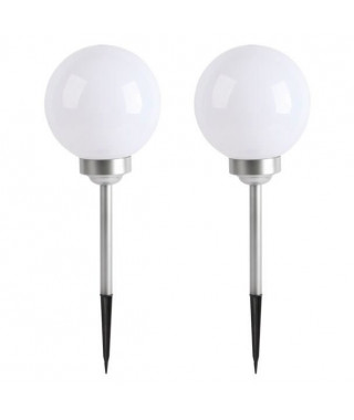 LUMI JARDIN Lot de 2 Spheres lumineuse solaire a LED Moony - Lumiere blanc - Ø 20 cm