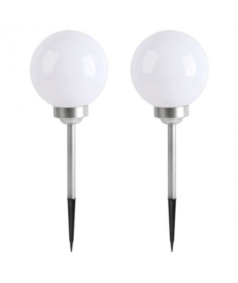 LUMI JARDIN Lot de 2 Spheres lumineuse solaire a LED Moony - Lumiere blanc - Ø 20 cm