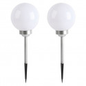 LUMI JARDIN Lot de 2 Spheres lumineuse solaire a LED Moony - Lumiere blanc - Ø 20 cm