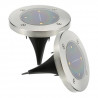 LUMI JARDIN Lot de 2 spots solaires Decky ronds inox - Encastrable ou a piquer - LED - H 12 cm - Blanc