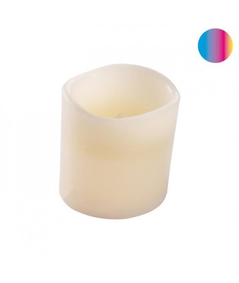 Bougie LED pilier en cire blanc - Ø 7,5 x H 10 cm - Variation couleur