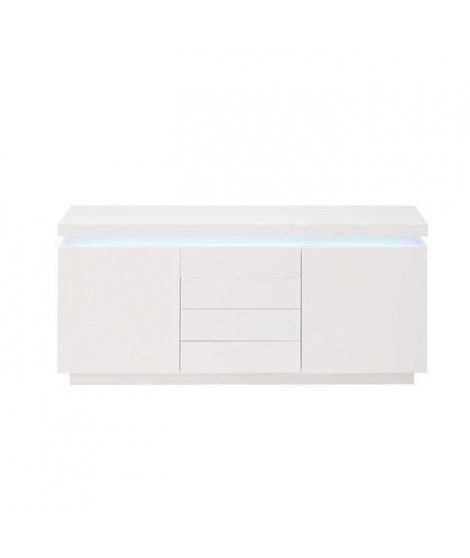 FLASH Buffet bas avec LED contemporain blanc laqué brillant - L 175 cm
