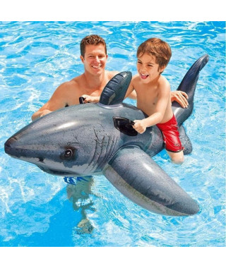 INTEX Bouée gonflable Grand Requin Blanc a Chevaucher Jeux de piscine 173 * 107 cm