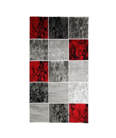 SUBWAY CUBE Tapis de salon en polypropylene - 80x150 cm - Rouge