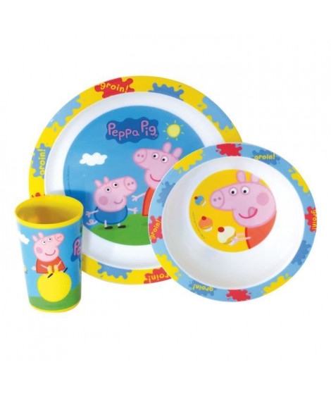 Fun House Peppa Pig ensemble repas comprenant 1 assiette, 1 verre et 1 bol pour enfant