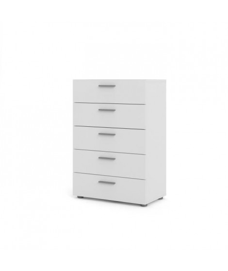 TYHJA Commode 5 tiroirs - Blanc - L 70 x P 40 x H 102 cm