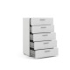 TYHJA Commode 5 tiroirs - Blanc - L 70 x P 40 x H 102 cm