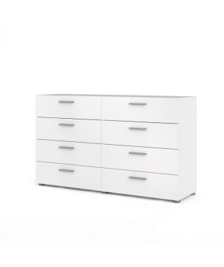 TYHJA Commode 8 tiroirs - Blanc - L 140 x P 40 x H 82 cm