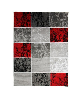 SUBWAY CUBE Tapis de salon en polypropylene - 120x170 cm - Rouge
