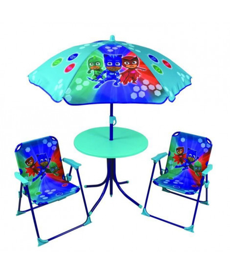 Fun House Pyjamasques ensemble de jardin ( table, 2 chaises, 1 parasol) pour enfant