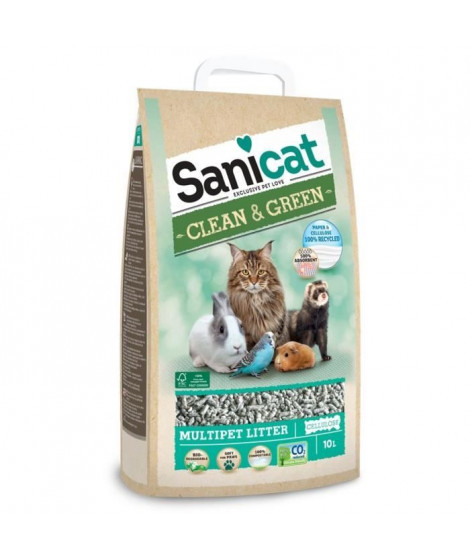 SANICAT Litiere Clean & Green Cellulose 10L - Pour chat